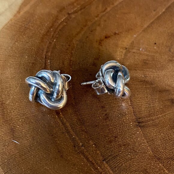 RETIRED James Avery Lover's Knot Ear Post Earrings, Sterling Silver - Picture 1 of 3